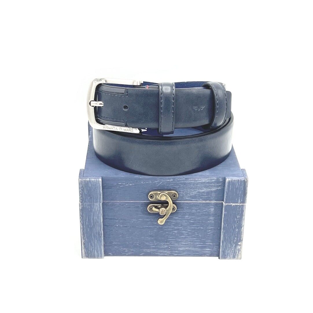 Idea regalo di Natale, cintura in pelle con scatola di lana, Armata di Mare, art.IDK996-35