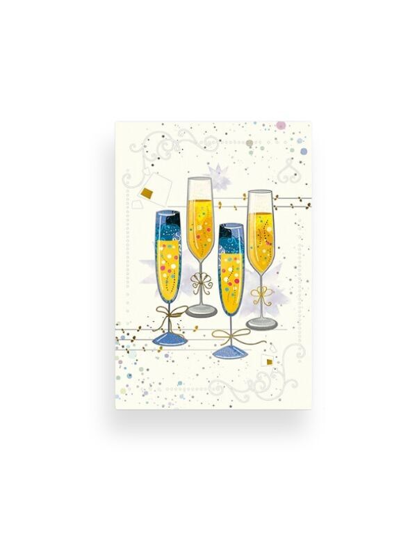 Tarjeta de felicitación de Da Vinci - Copas de vino espumoso