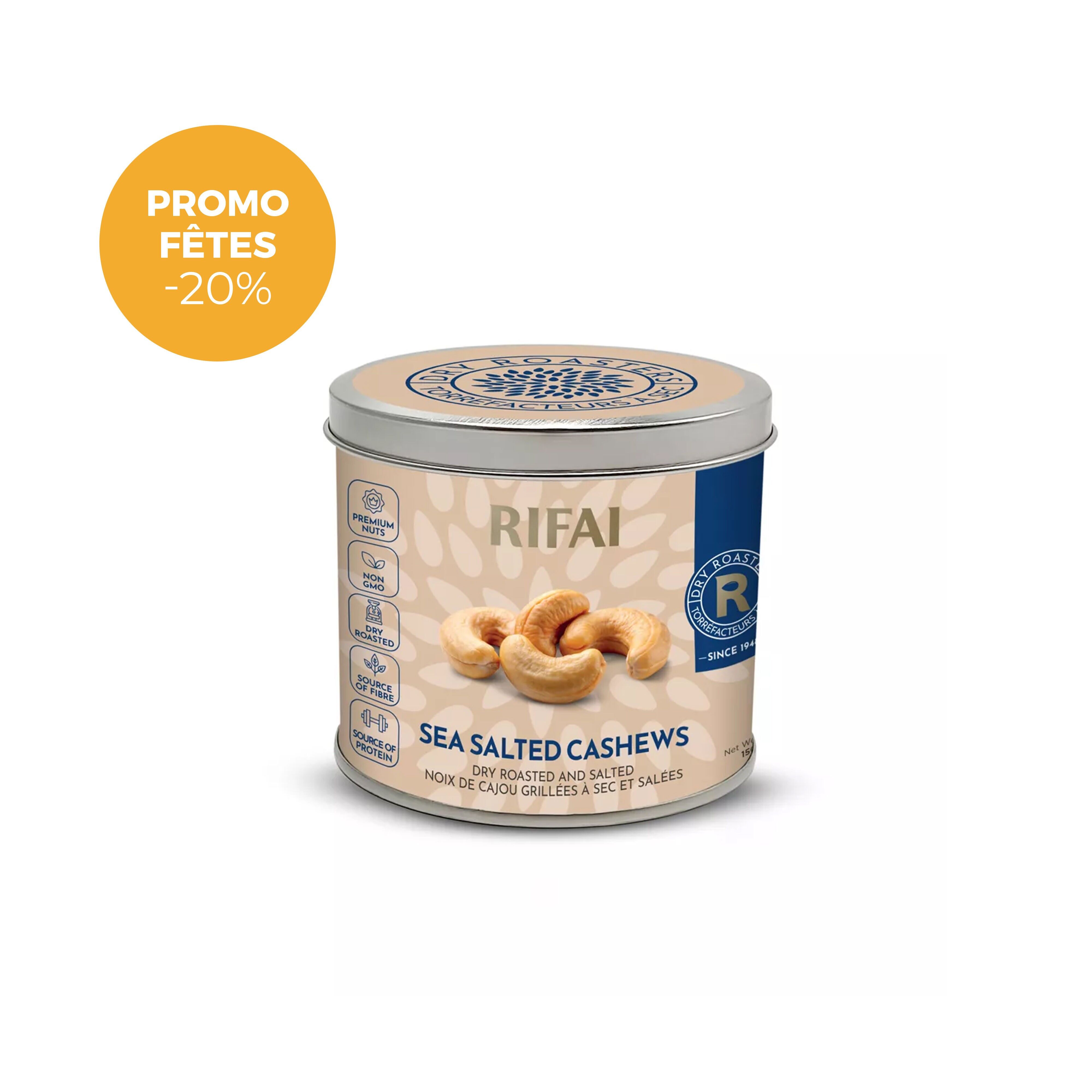 RIFAI – Cashewnüsse mit Meersalz 150 g – Feiertagsangebot – 20 % Rabatt