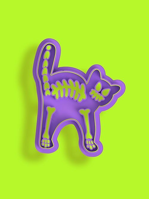 Cortador de galletas de gato esqueleto de Halloween