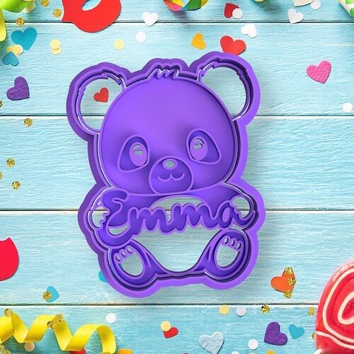 Cortador de galletas de panda con nombre