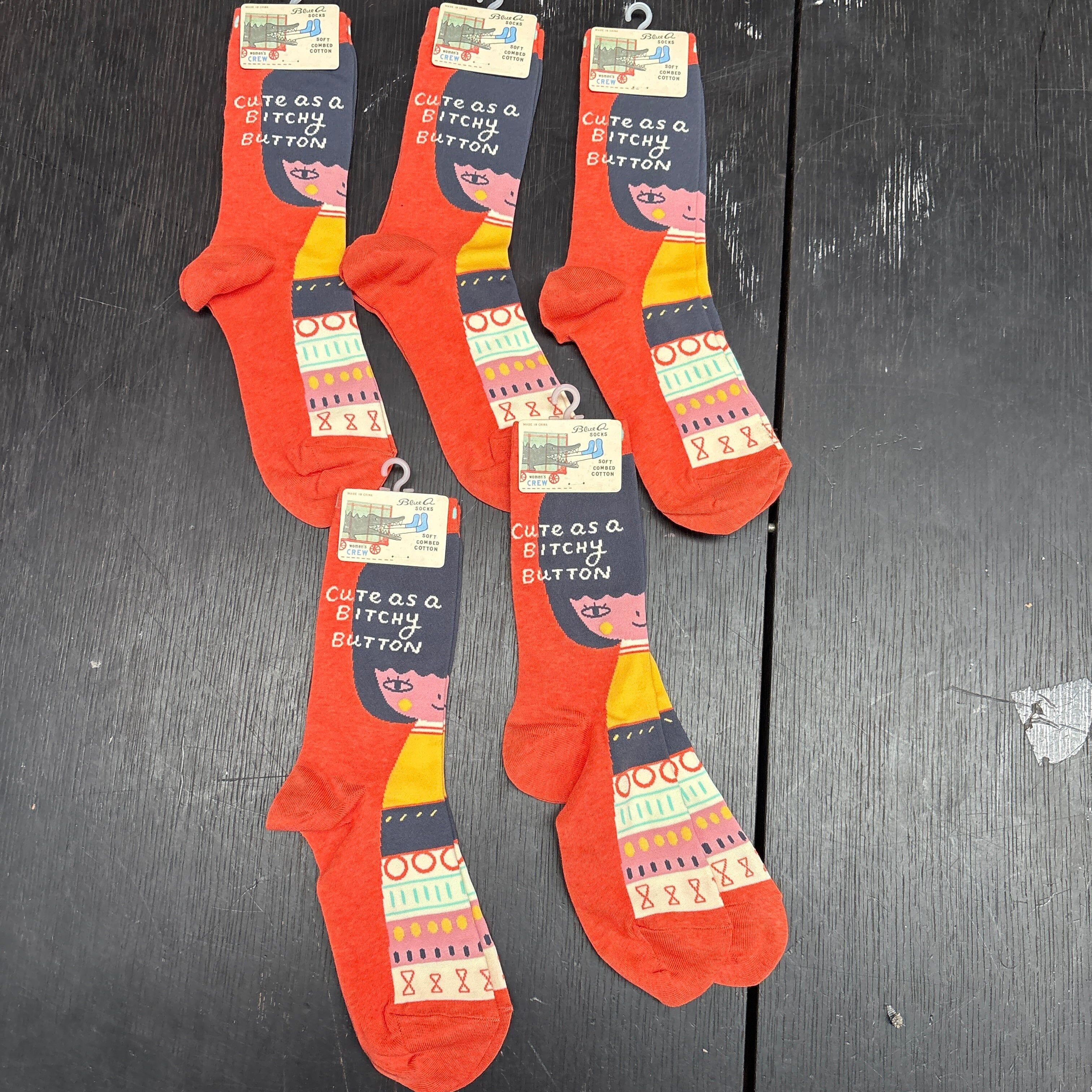 Clearance Bundle 10  - 5 pairs of cute as a bitchy button crew socks