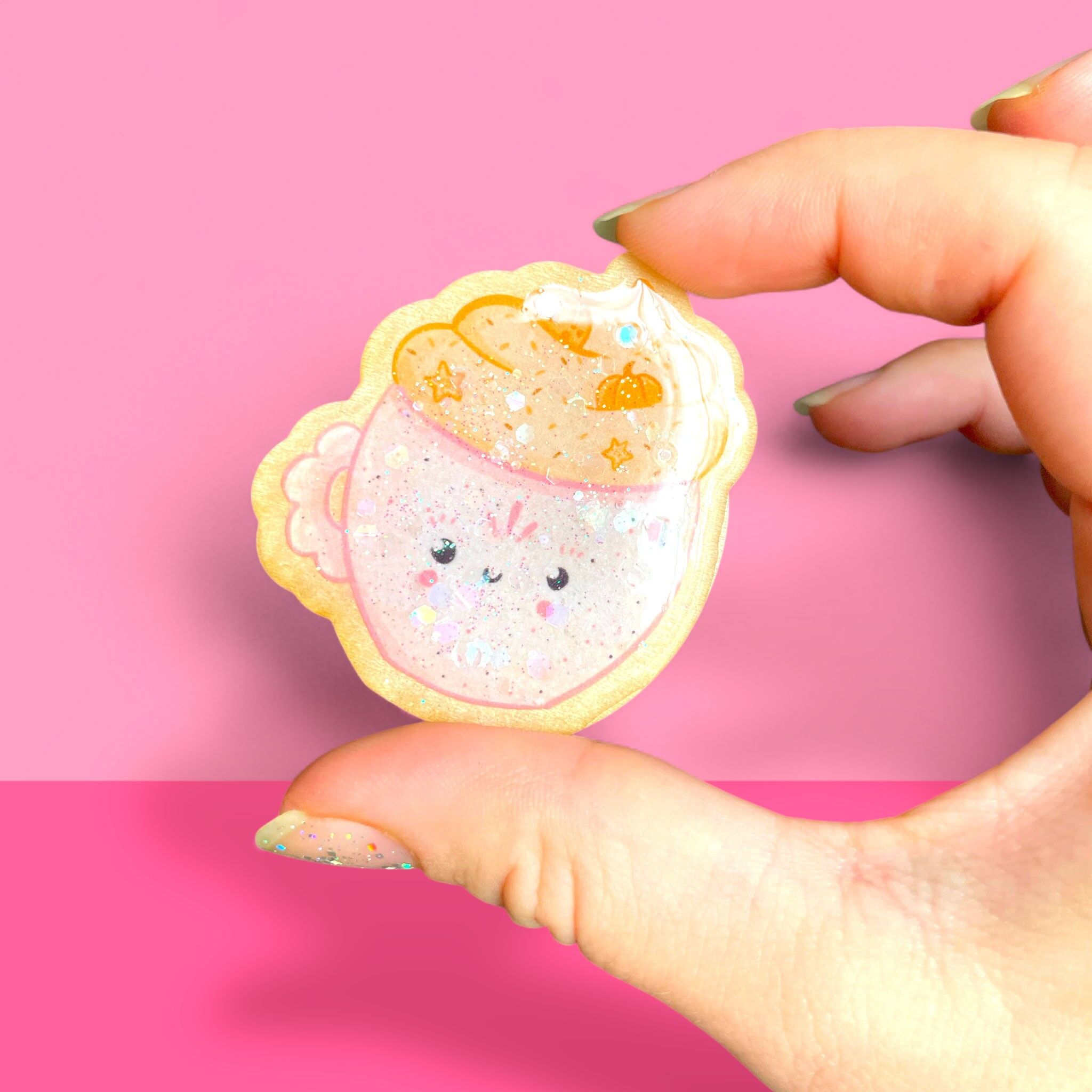 Magnet, Kawaii Herbst-Gourmet-Tassenmagnet, Holz und Harz - Handgefertigt in Frankreich