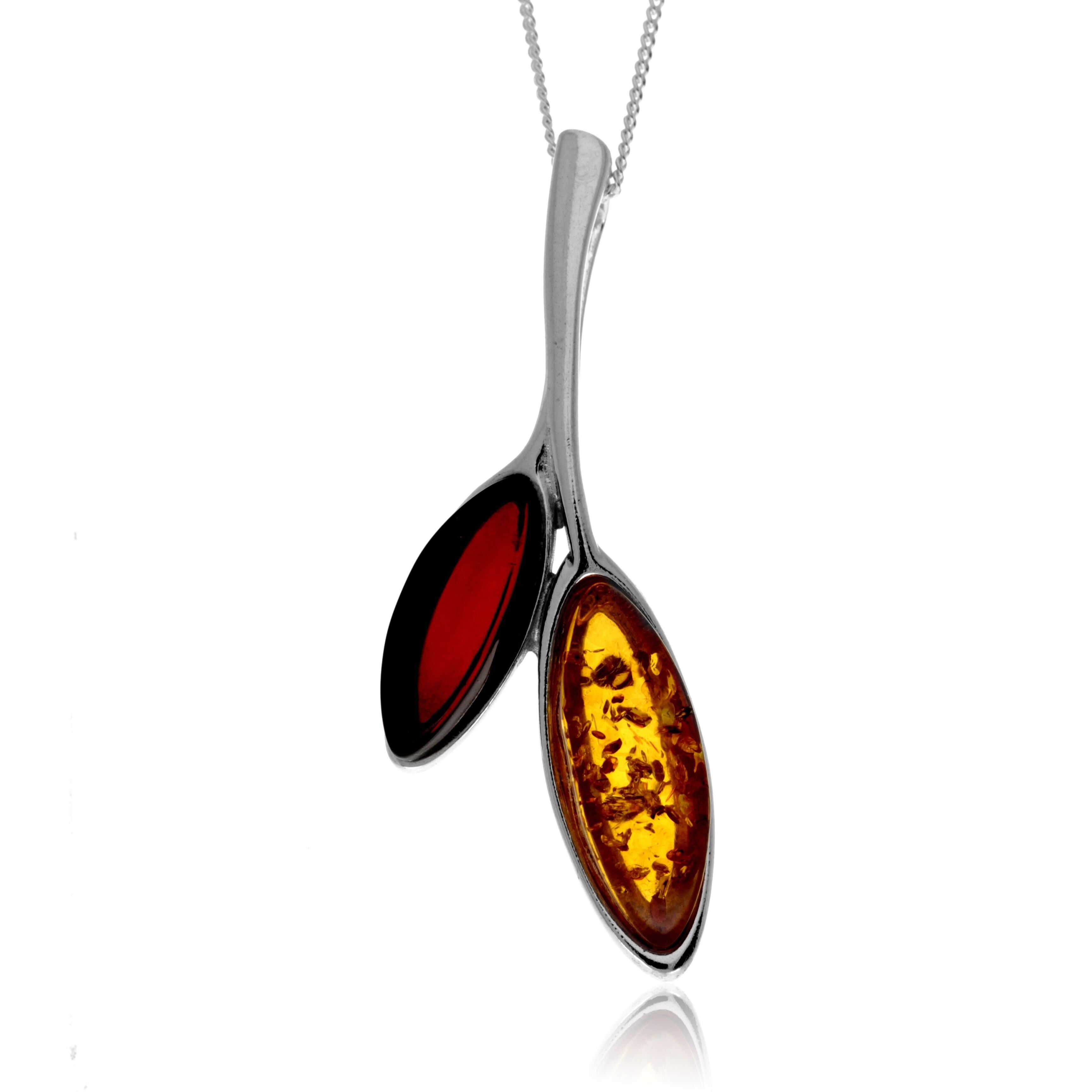 Moderner Anhänger aus 925er Sterlingsilber und echtem baltischen Bernstein – AP21