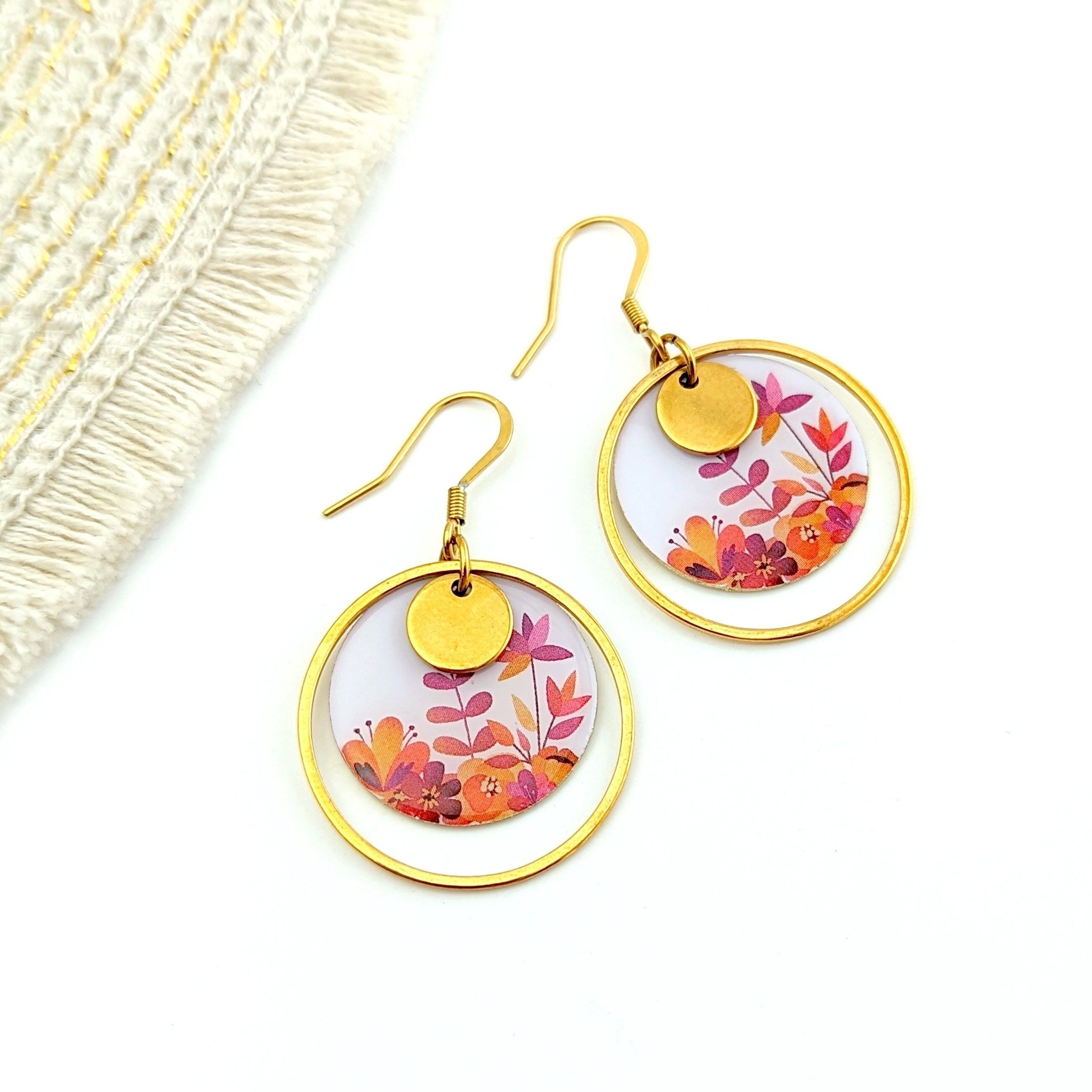 Boucles d'oreilles boho chic pour femme, bijoux fantaisie en résine