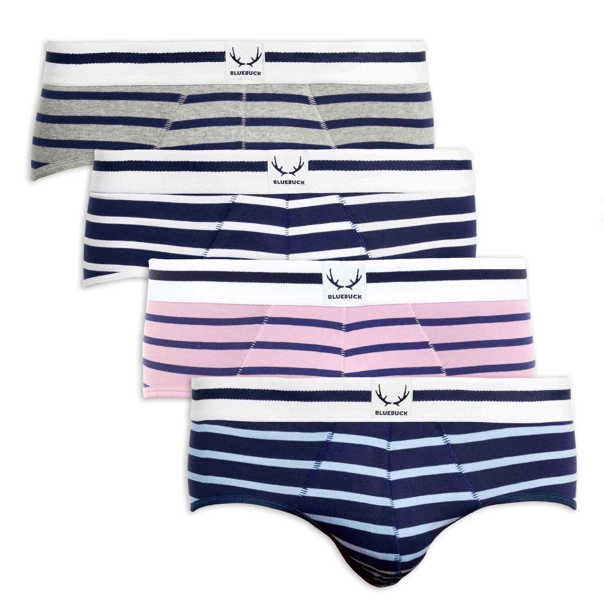 4 Herren-Slips aus Bio-Baumwolle mit Matrosenstreifen