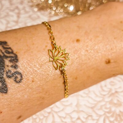 Pulsera ajustable para mujer con diseño de flor de loto, minimalista, bohemia y chic, regalo para el Día de la Madre y Navidad.