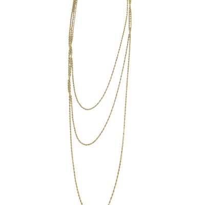 Collier long Trinity en laiton plaqué or