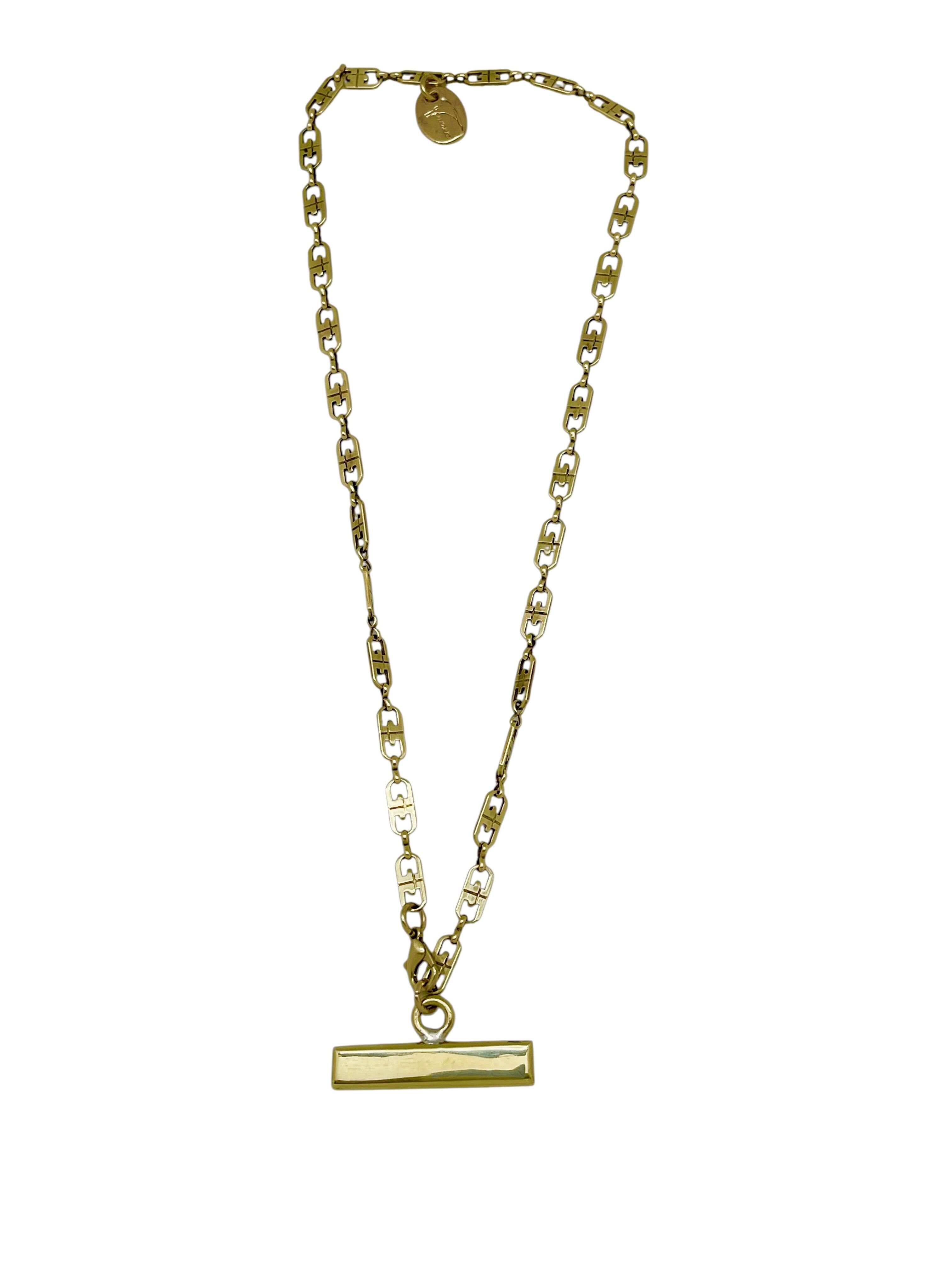 Collana con catena in ottone placcato oro