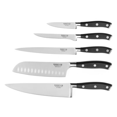 Vulcano - Set 5 kitchen knives-SABATIER TRUMPETTE