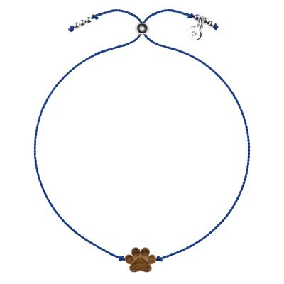 Wooden Happiness Bracelet - Paw - navy blue cord