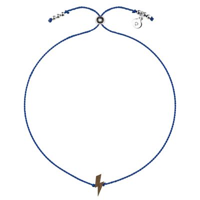 Wooden Happiness Bracelet - Lightning bolt - navy blue cord