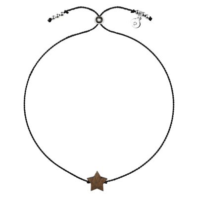 Wooden Happiness Bracelet - Star - black cord