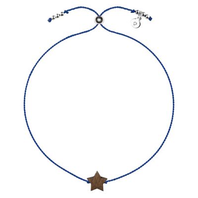 Wooden Happiness Bracelet - Star - navy blue cord