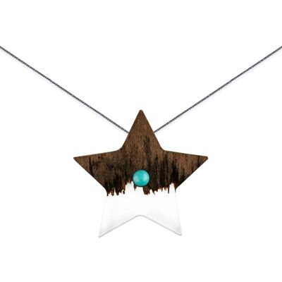 Wooden Necklace – Horizons of imagination - Star - Snake chain