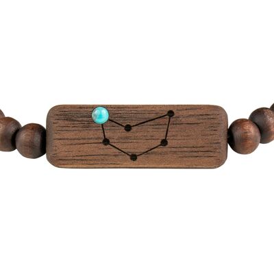 Wooden Zodiac Bracelet - Capricorn - Turquise Stone - S
