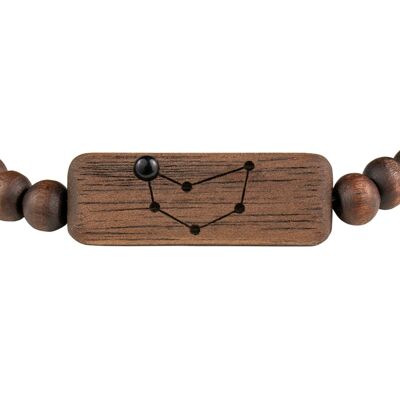 Wooden Zodiac Bracelet - Capricorn - Onyx Stone - S