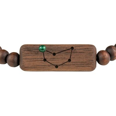 Wooden Zodiac Bracelet - Capricorn - Malachite Stone - S