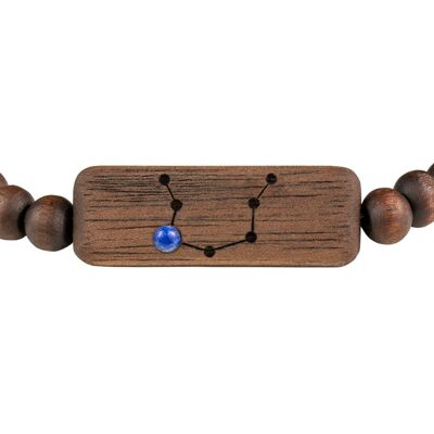 Wooden Zodiac Bracelet - Aquarius - Lapis Lazuli Stone - S