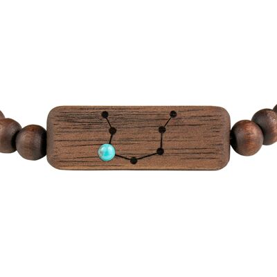 Wooden Zodiac Bracelet - Aquarius - Turquise Stone - S