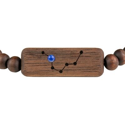 Wooden Zodiac Bracelet - Pisces - Lapis Lazuli Stone - S