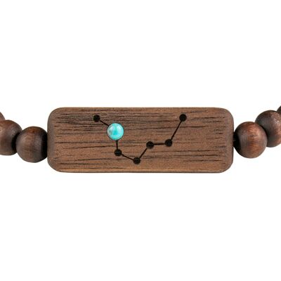 Wooden Zodiac Bracelet - Pisces - Turquise Stone - S