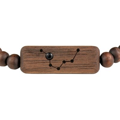Wooden Zodiac Bracelet - Pisces - Onyx Stone - S