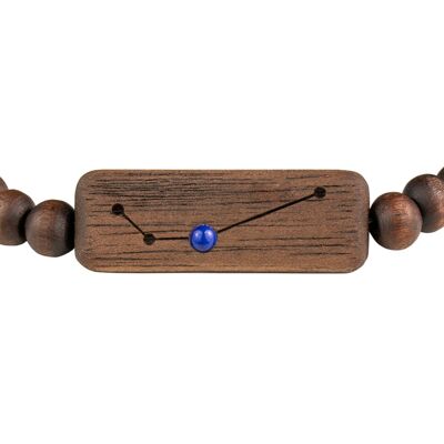 Wooden Zodiac Bracelet - Aries - Lapis Lazuli Stone - S