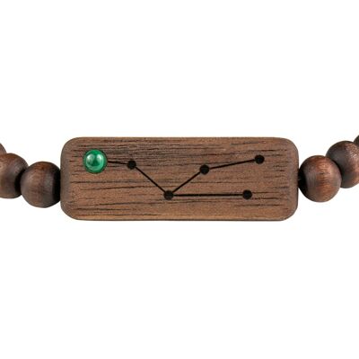 Wooden Zodiac Bracelet - Taurus - Malachite Stone - S
