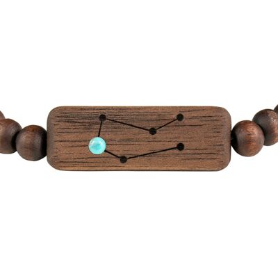 Wooden Zodiac Bracelet - Gemini - Turquise Stone - S