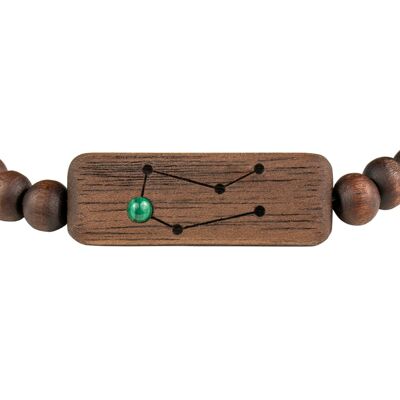 Wooden Zodiac Bracelet - Gemini - Malachite Stone - S