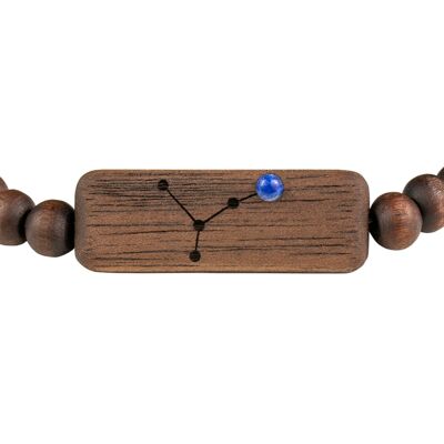 Wooden Zodiac Bracelet - Cancer - Lapis Lazuli Stone - L