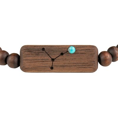 Wooden Zodiac Bracelet - Cancer - Turquise Stone - S