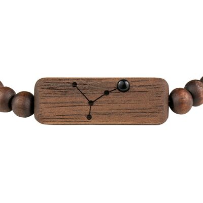 Wooden Zodiac Bracelet - Cancer - Onyx Stone - L