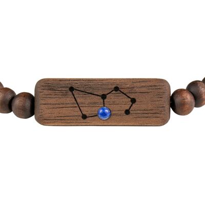 Wooden Zodiac Bracelet - Leo - Lapis Lazuli Stone - S