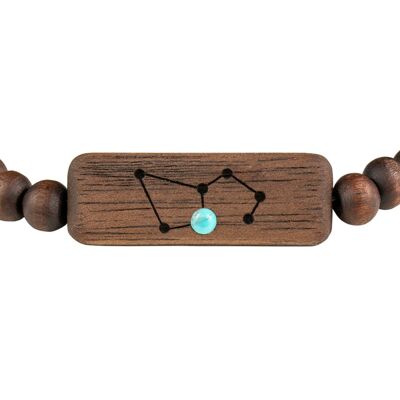 Wooden Zodiac Bracelet - Leo - Turquise Stone - S