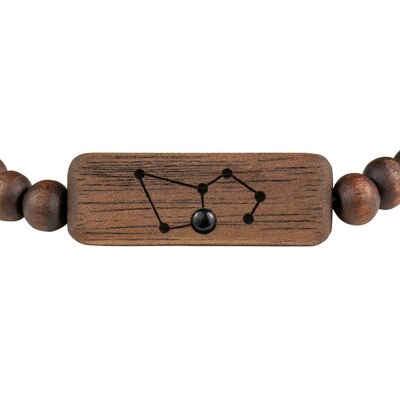 Wooden Zodiac Bracelet - Leo - Onyx Stone - S