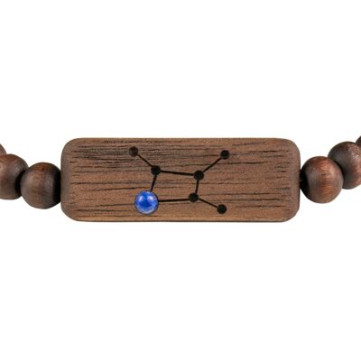 Wooden Zodiac Bracelet - Virgo - Lapis Lazuli Stone - S