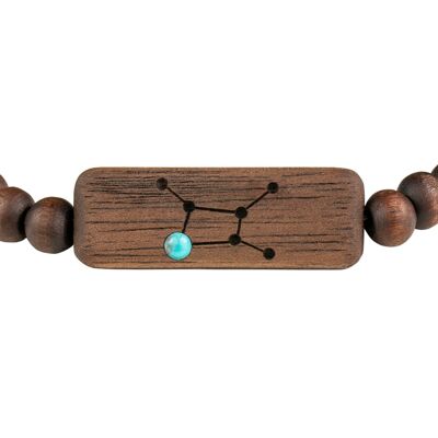 Wooden Zodiac Bracelet - Virgo - Turquise Stone - S