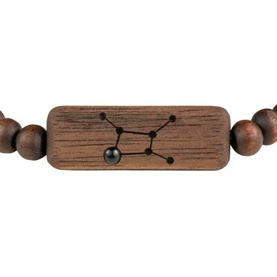 Wooden Zodiac Bracelet - Virgo - Onyx Stone - S