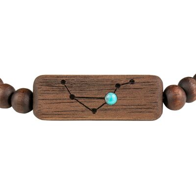 Wooden Zodiac Bracelet - Libra - Turquise Stone - S