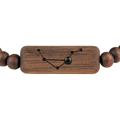 Wooden Zodiac Bracelet - Libra - Onyx Stone - S
