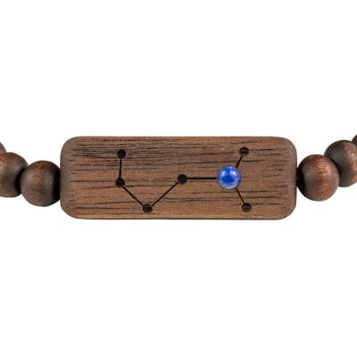 Wooden Zodiac Bracelet - Scorpio - Lapis Lazuli Stone - S