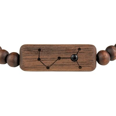 Wooden Zodiac Bracelet - Scorpio - Onyx Stone - S