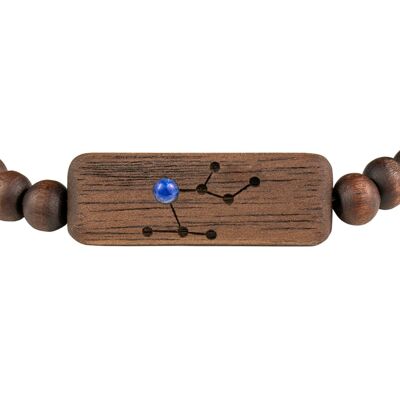 Wooden Zodiac Bracelet - Sagittarius - Lapis Lazuli Stone - L