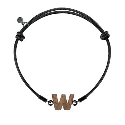 Wooden Letter Bracelet -  X - black cord