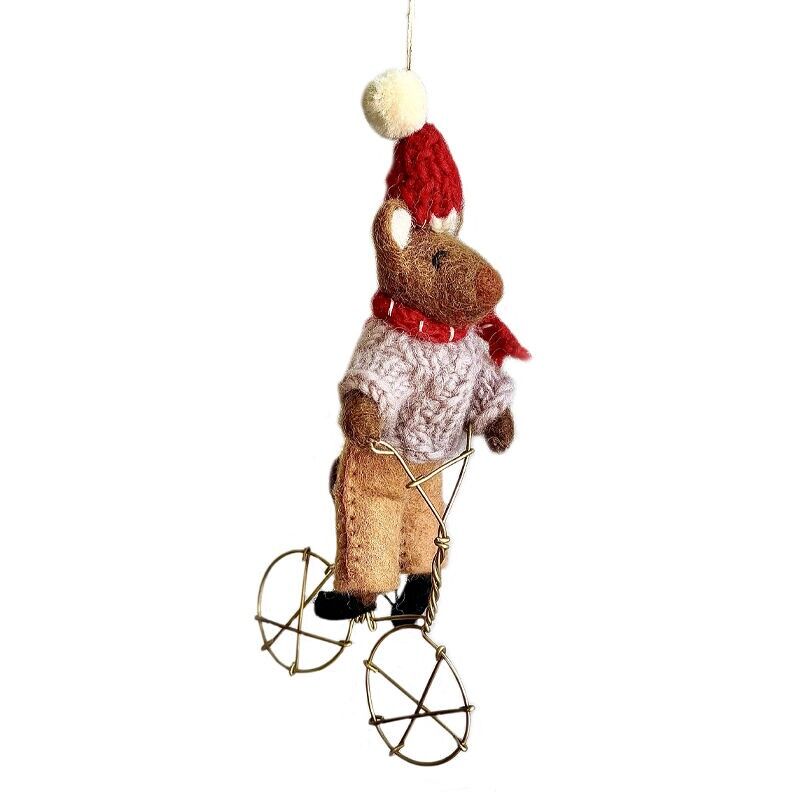 Beer op fiets (kersthanger)