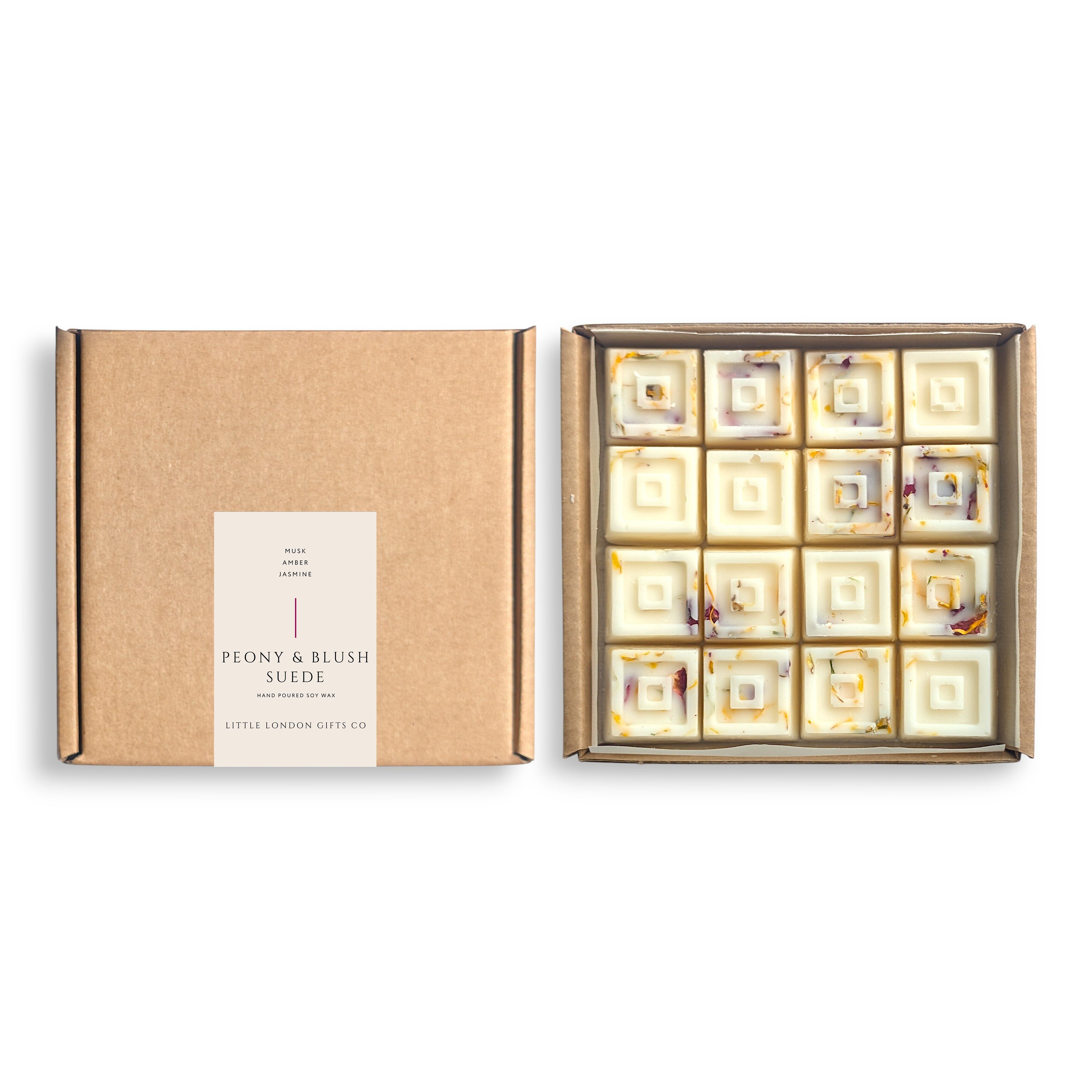 Peony & Blush Suede – Soy Wax Melt Gift Box (16 Melts)