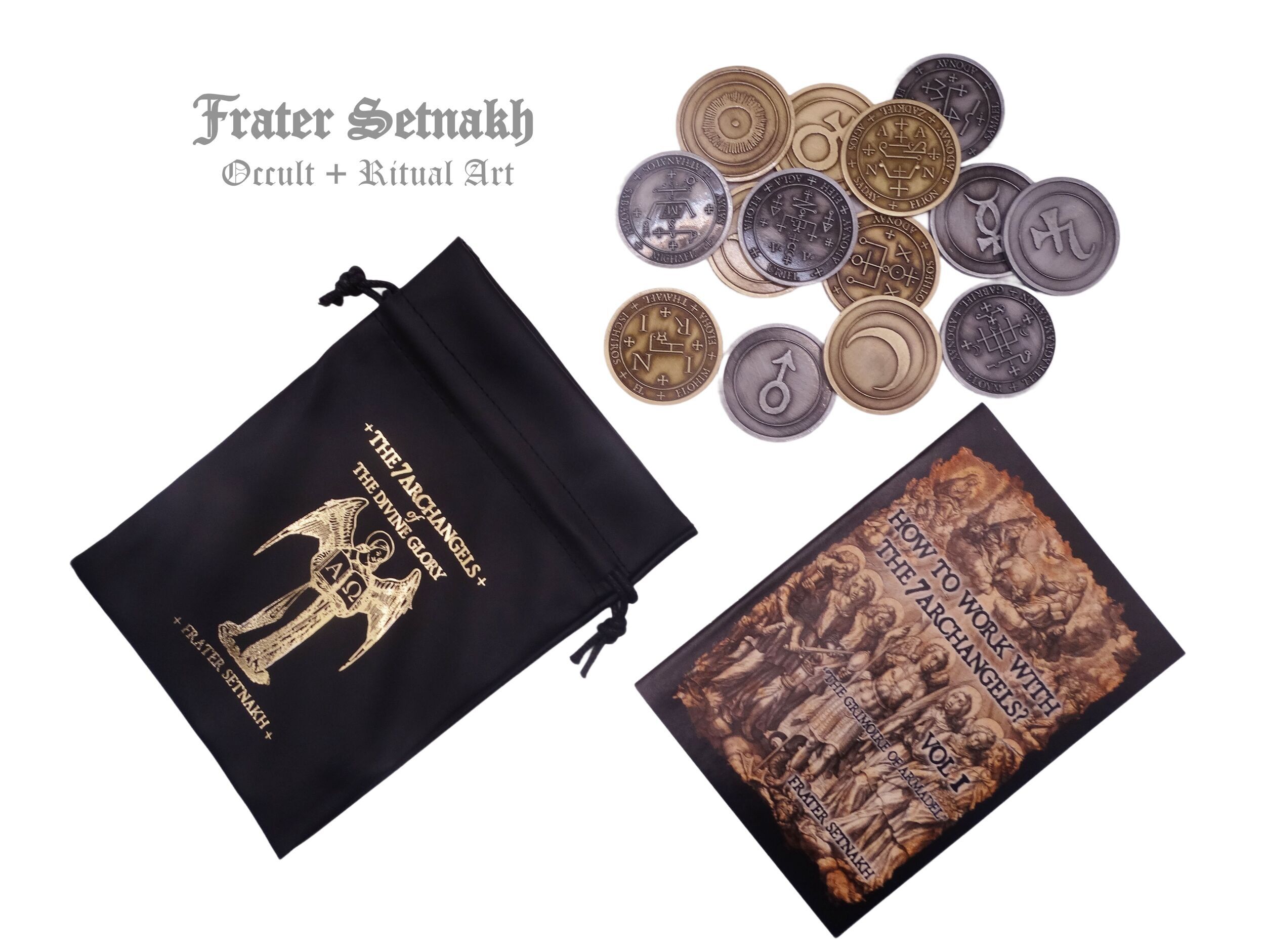 7 Arcangeli - Set di monete talismano + libretto manuale + regali stampati