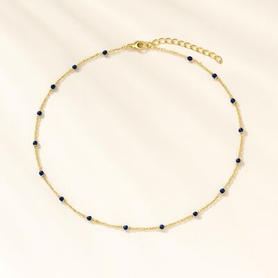 Collier ROSAIRE – Acier inoxydable doré et perles facettées en pierres naturelles